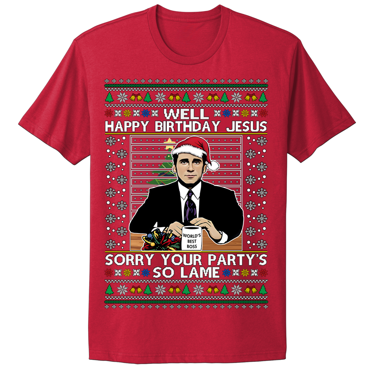 Ugly Christmas Tshirt Happy Birthday Jesus Lame Party Office