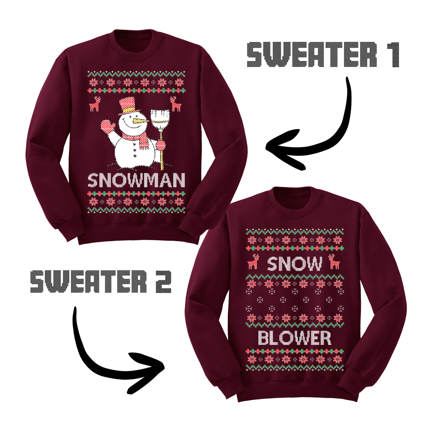 Ugly Christmas Sweater Snowman Snow Blower Matching Sweatshirts