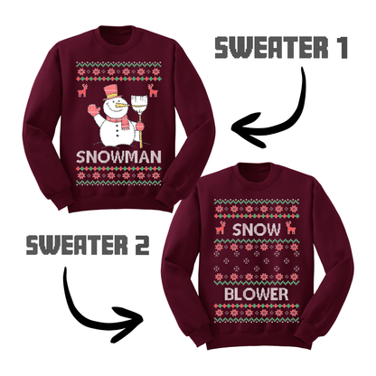 Ugly Christmas Sweater Snowman Snow Blower Matching Sweatshirts