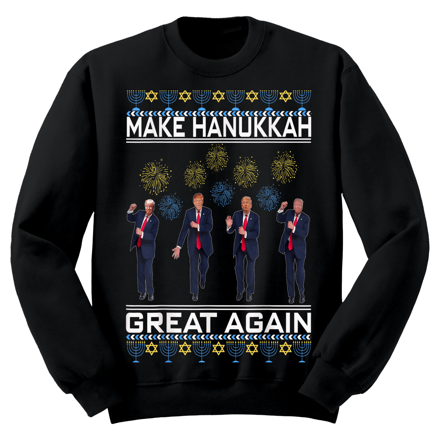 Ugly Hanukkah Sweatshirt Trump Dance Make Hanukkah Great Again MAGA