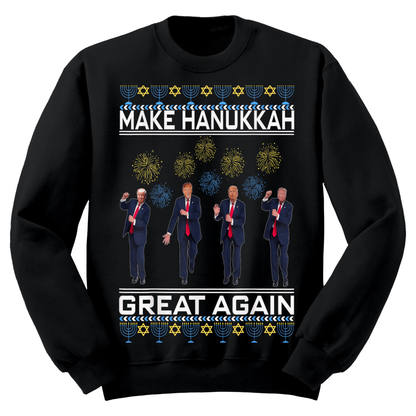 Ugly Hanukkah Sweatshirt Trump Dance Make Hanukkah Great Again MAGA