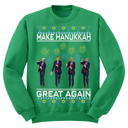Ugly Hanukkah Sweatshirt Trump Dance Make Hanukkah Great Again MAGA