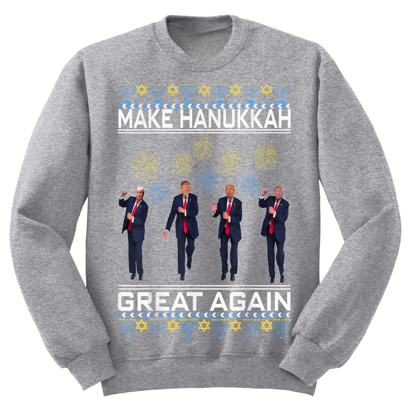 Ugly Hanukkah Sweatshirt Trump Dance Make Hanukkah Great Again MAGA