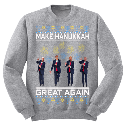 Ugly Hanukkah Sweatshirt Trump Dance Make Hanukkah Great Again MAGA