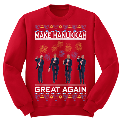 Ugly Hanukkah Sweatshirt Trump Dance Make Hanukkah Great Again MAGA