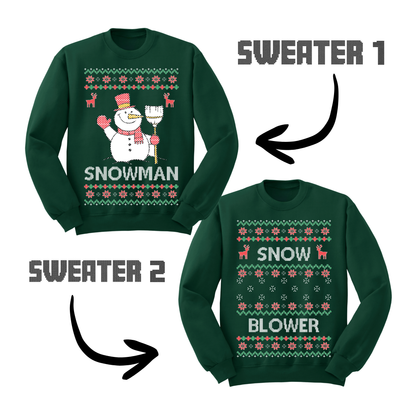 Ugly Christmas Sweater Snowman Snow Blower Matching Sweatshirts