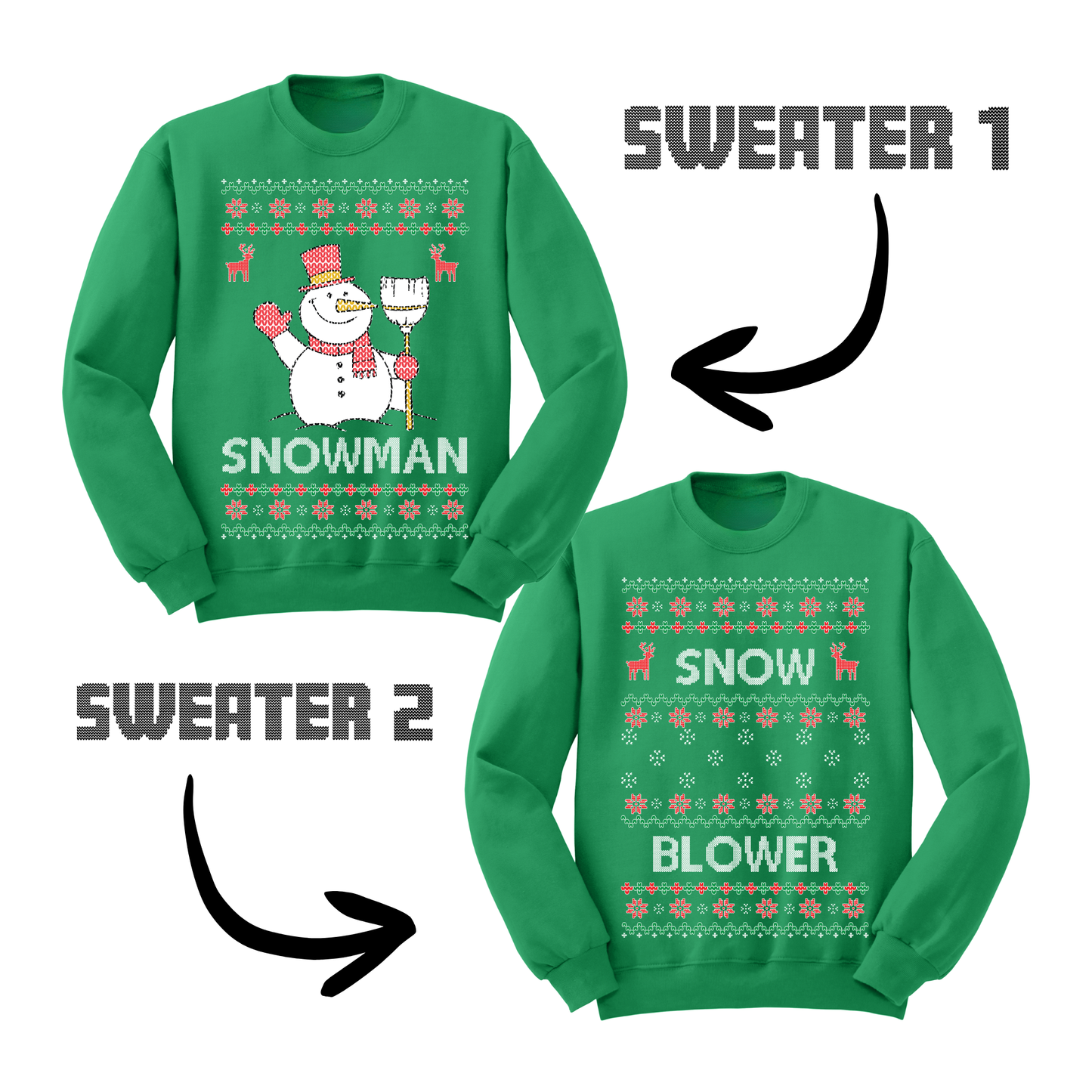 Ugly Christmas Sweater Snowman Snow Blower Matching Sweatshirts