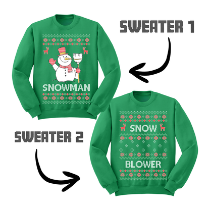 Ugly Christmas Sweater Snowman Snow Blower Matching Sweatshirts