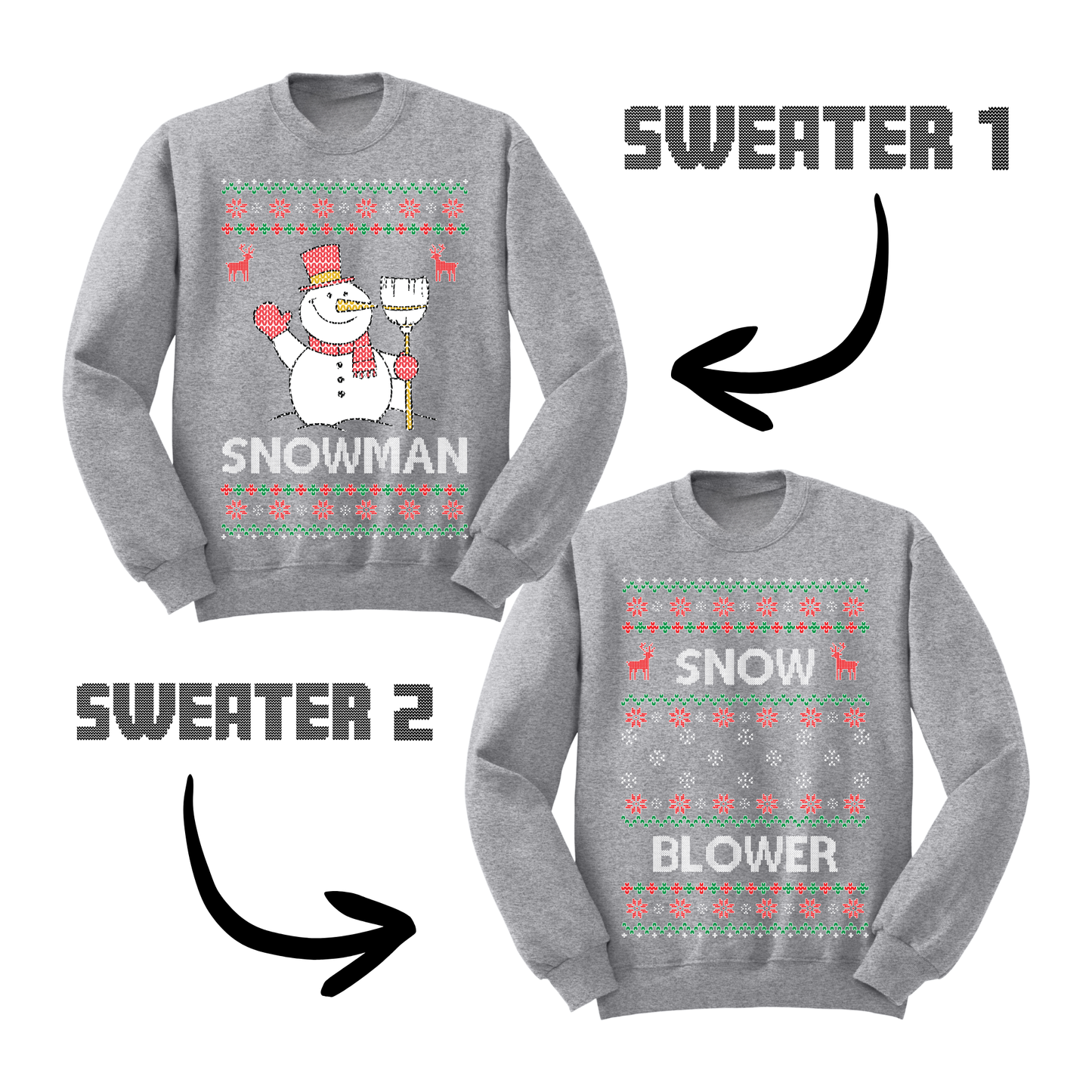 Ugly Christmas Sweater Snowman Snow Blower Matching Sweatshirts