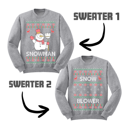 Ugly Christmas Sweater Snowman Snow Blower Matching Sweatshirts