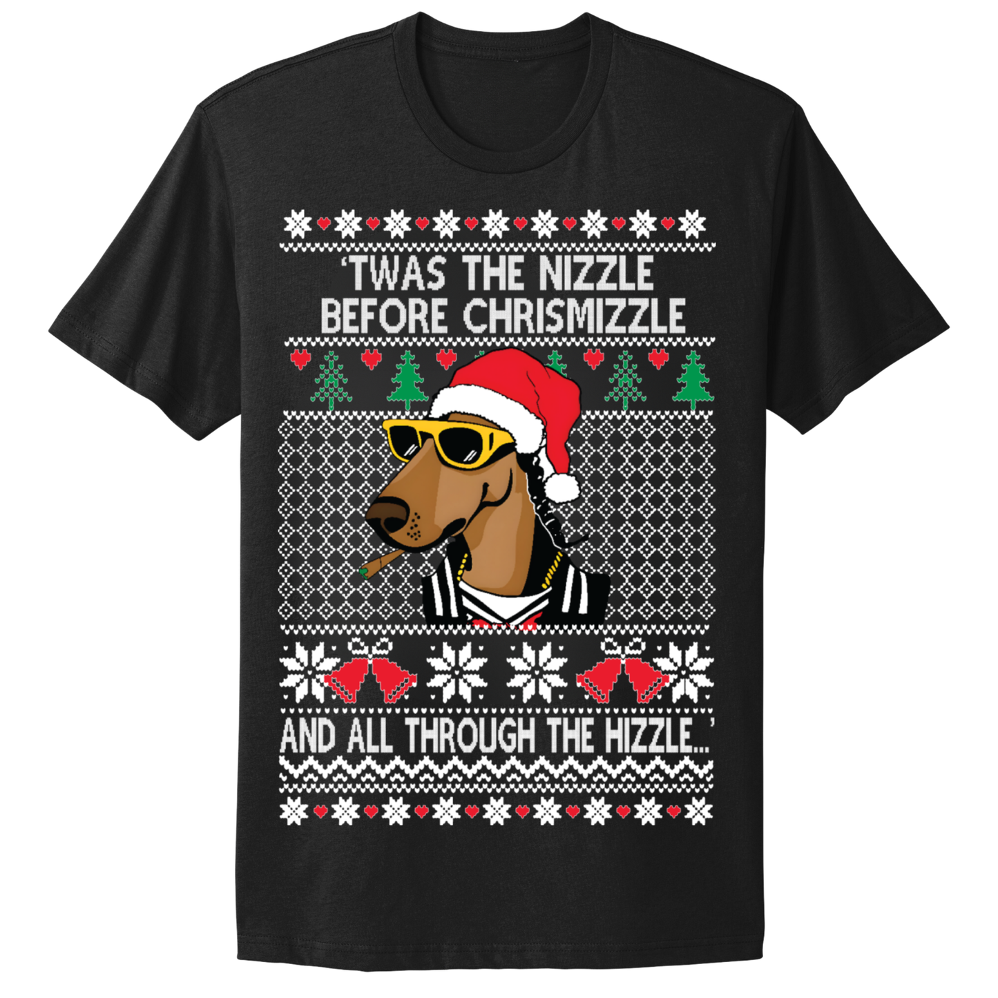 Ugly Christmas Tshirt Twas The Nizzle Dog