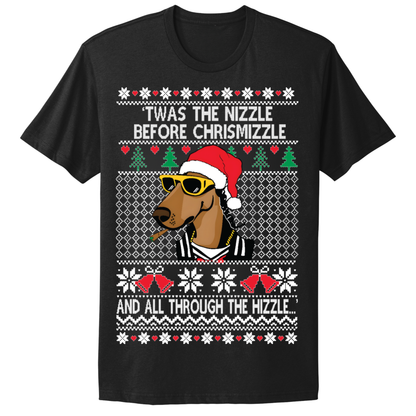 Ugly Christmas Tshirt Twas The Nizzle Dog
