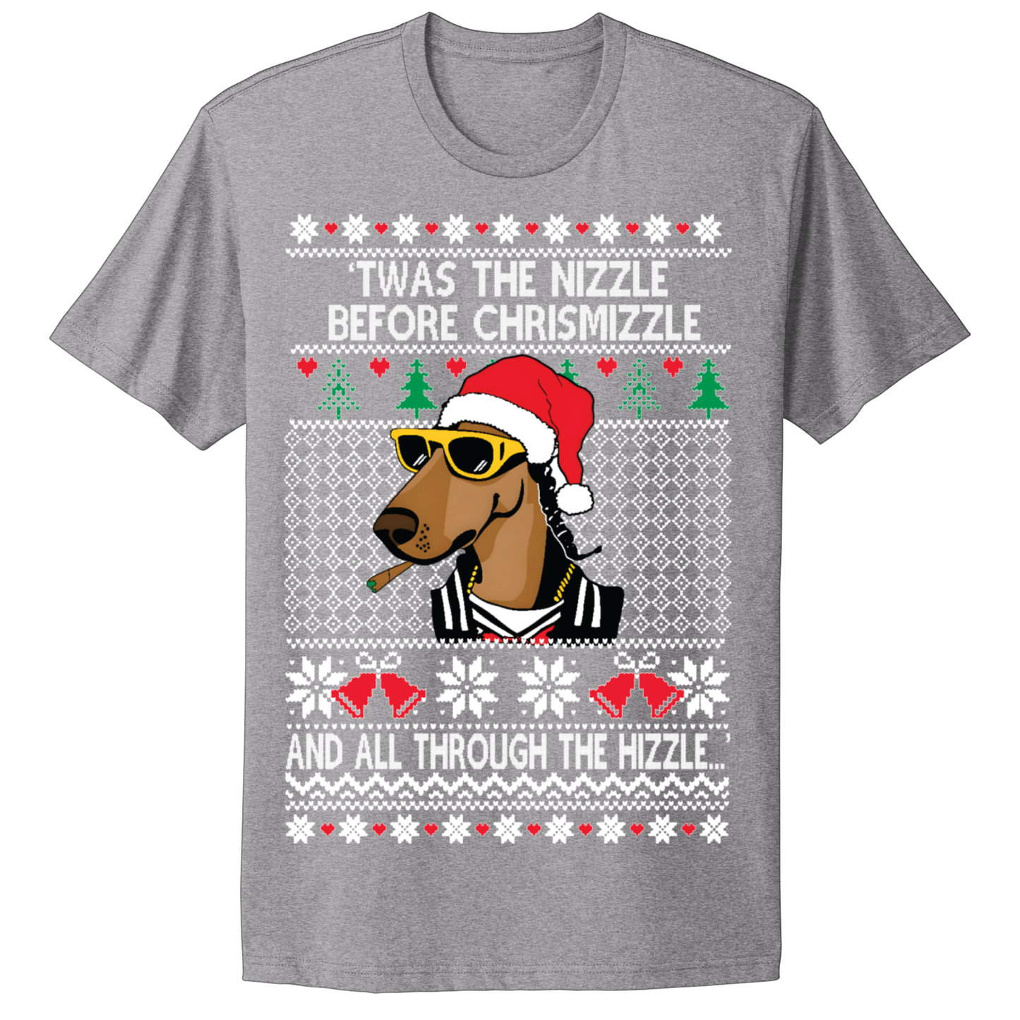 Ugly Christmas Tshirt Twas The Nizzle Dog