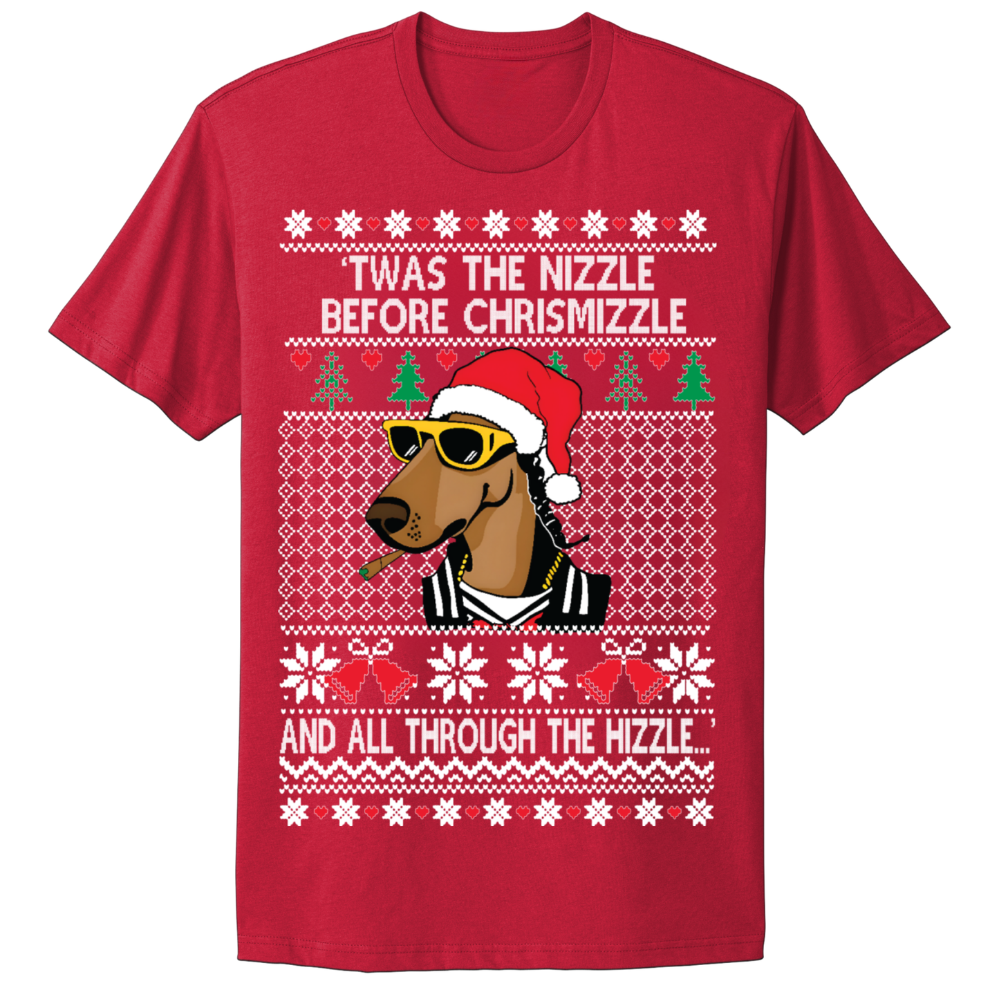 Ugly Christmas Tshirt Twas The Nizzle Dog