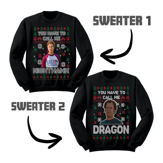 Ugly Christmas Sweater Step Brothers Nighthawk Dragon Matching Sweatshirts