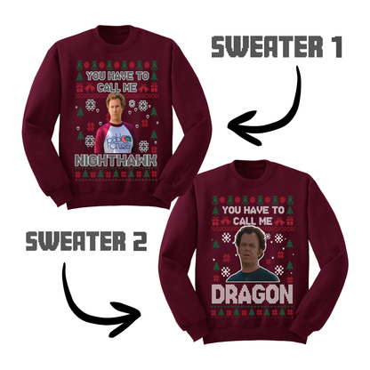 Ugly Christmas Sweater Step Brothers Nighthawk Dragon Matching Sweatshirts