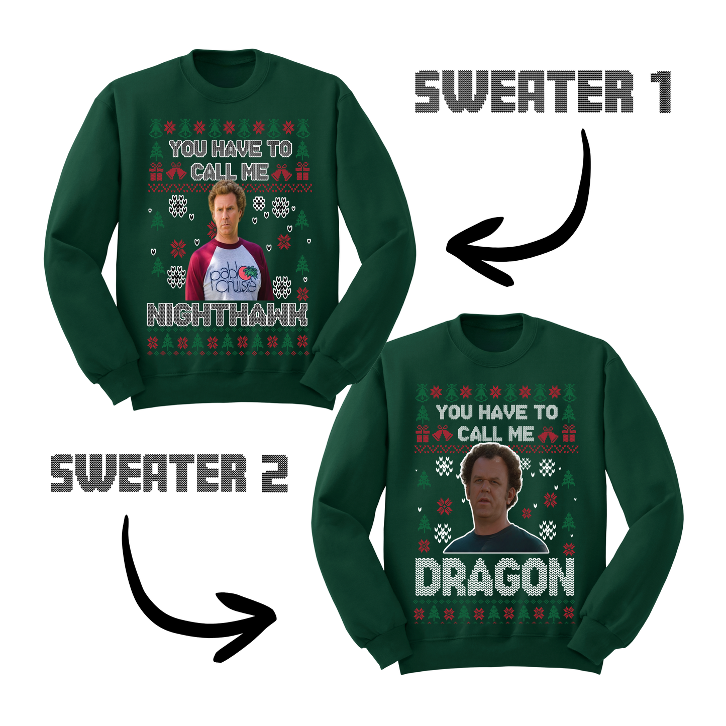 Ugly Christmas Sweater Step Brothers Nighthawk Dragon Matching Sweatshirts
