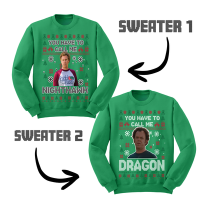 Ugly Christmas Sweater Step Brothers Nighthawk Dragon Matching Sweatshirts