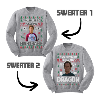 Ugly Christmas Sweater Step Brothers Nighthawk Dragon Matching Sweatshirts