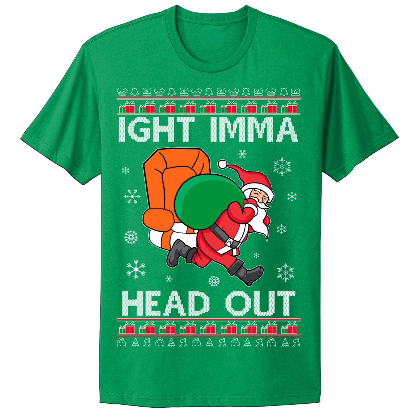 Ugly Christmas Tshirt Santa Head Out