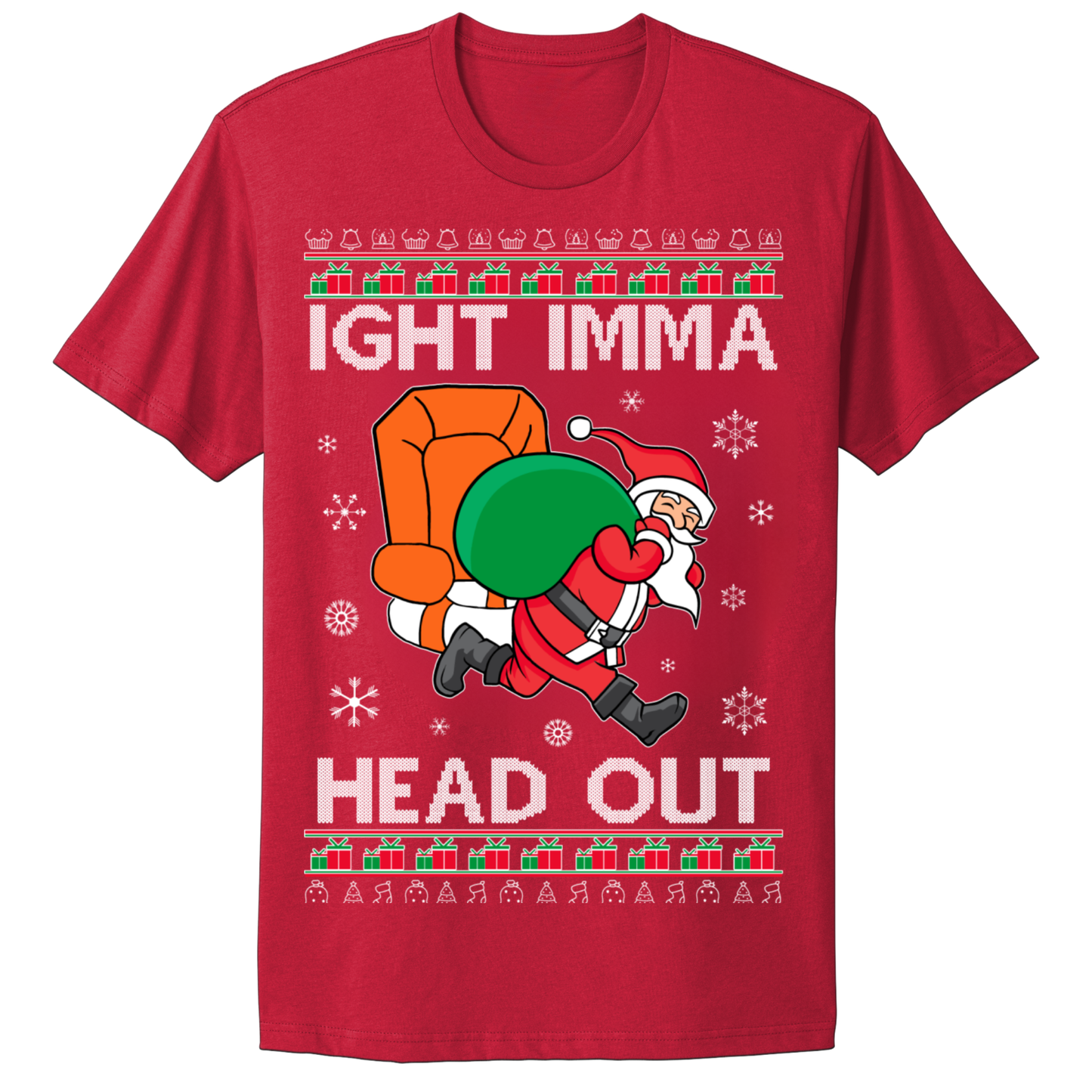 Ugly Christmas Tshirt Santa Head Out