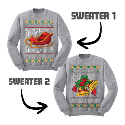 Couples Ugly Christmas Sweater Jingle Her Bells Ride His Sleigh