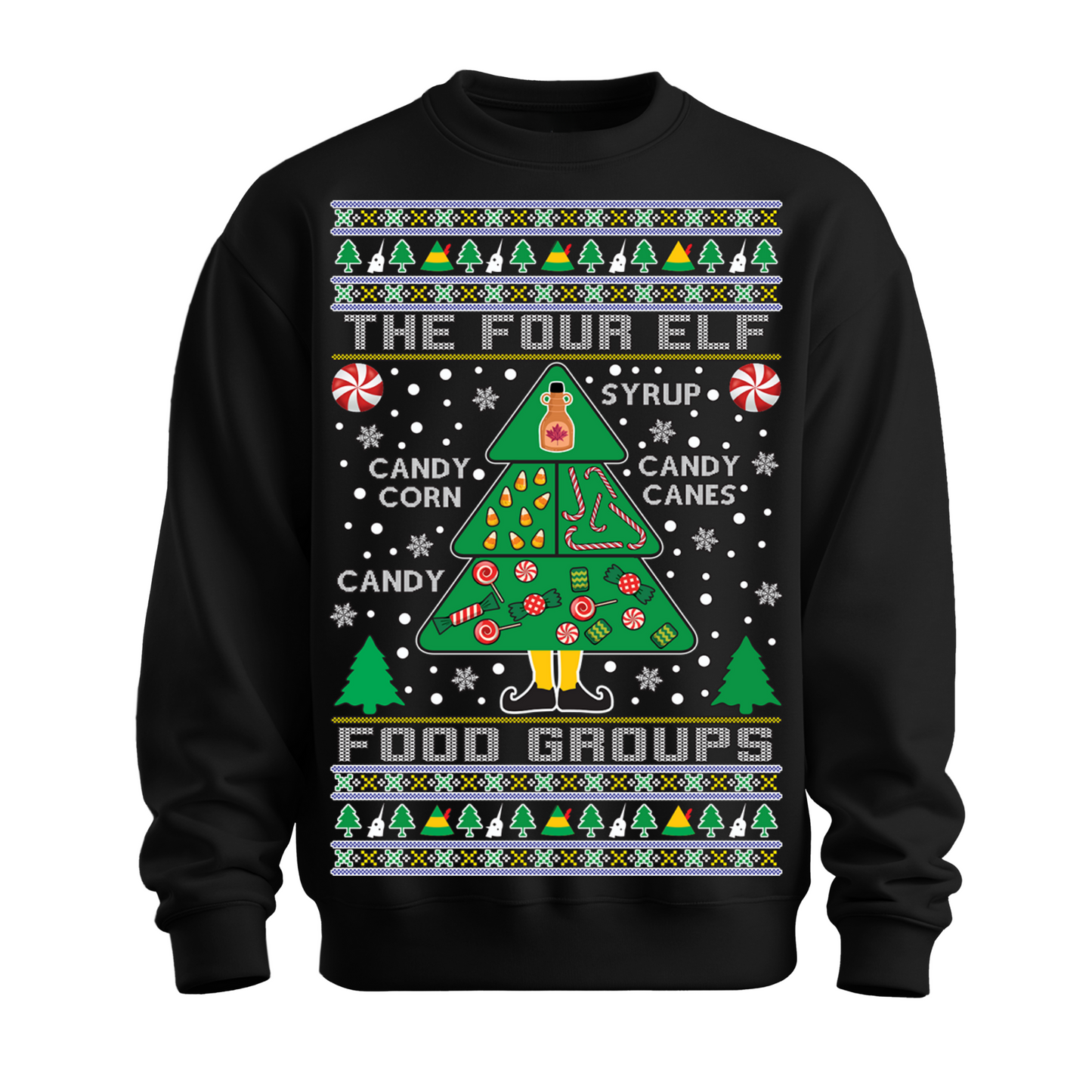 Ugly Christmas Sweater Four Elf Food Group