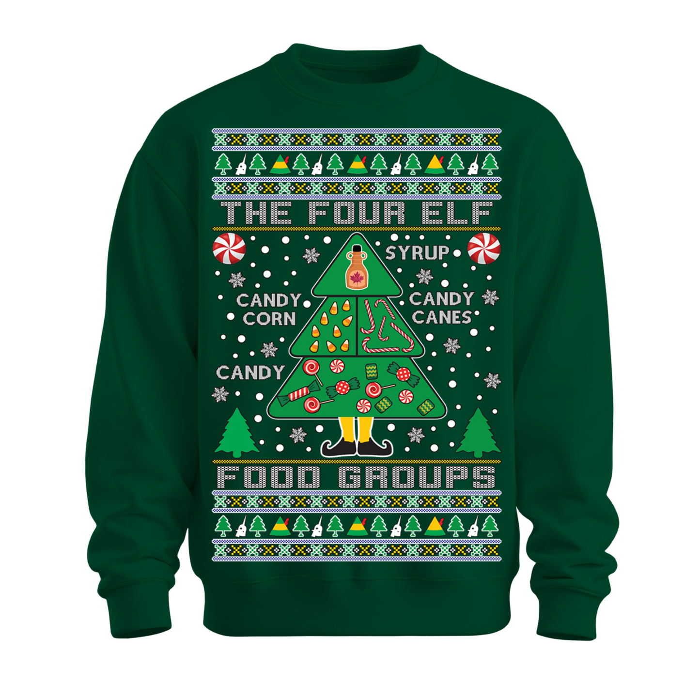 Ugly Christmas Sweater Four Elf Food Group