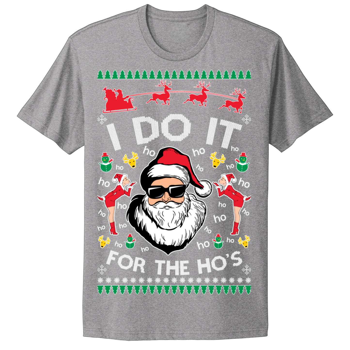 Ugly Christmas Tshirt Santa Does It For The Ho's