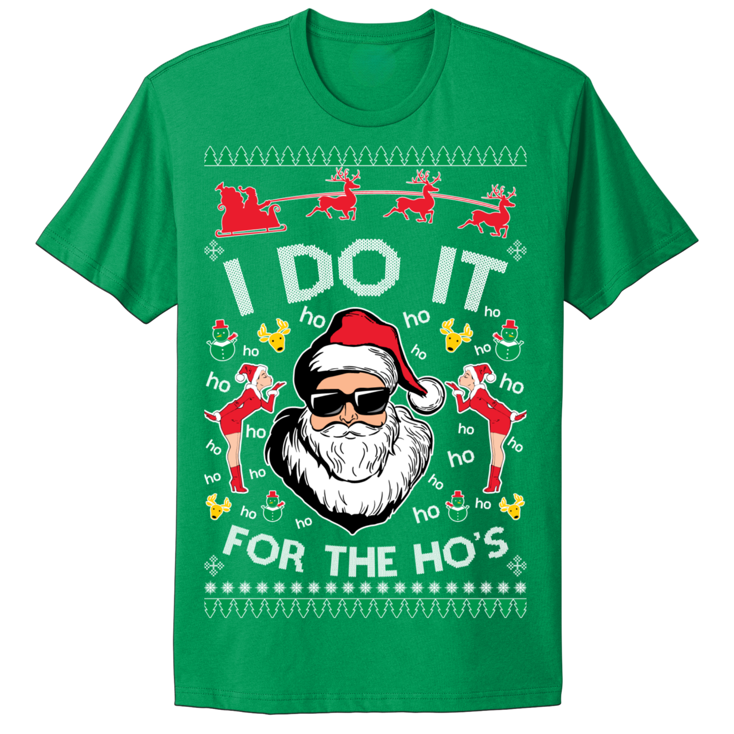 Ugly Christmas Tshirt Santa Does It For The Ho's