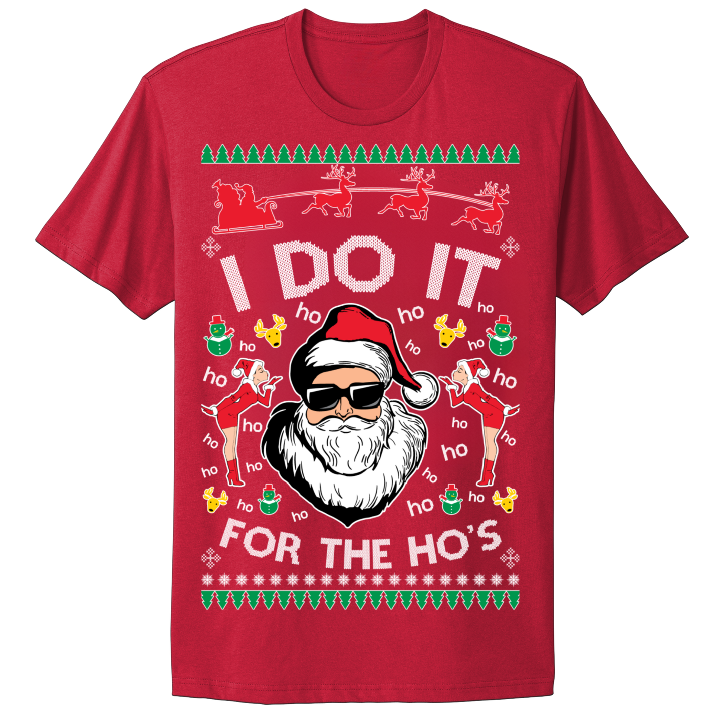 Ugly Christmas Tshirt Santa Does It For The Ho's