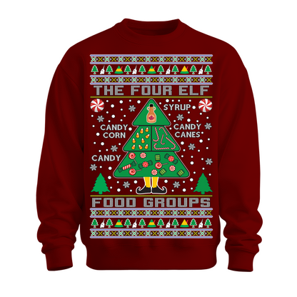 Ugly Christmas Sweater Four Elf Food Group