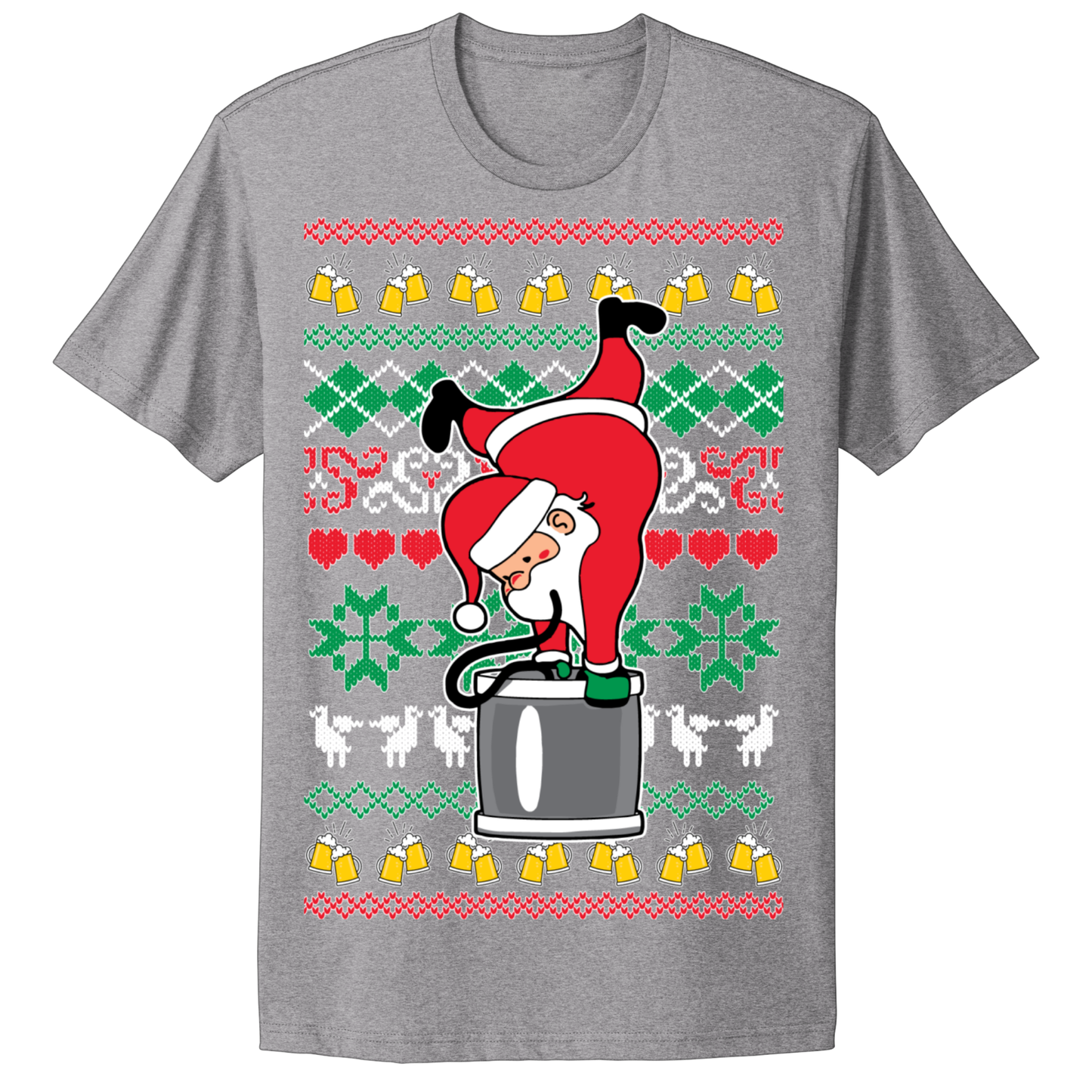 Ugly Christmas Tshirt Drunk Santa Keg Stand