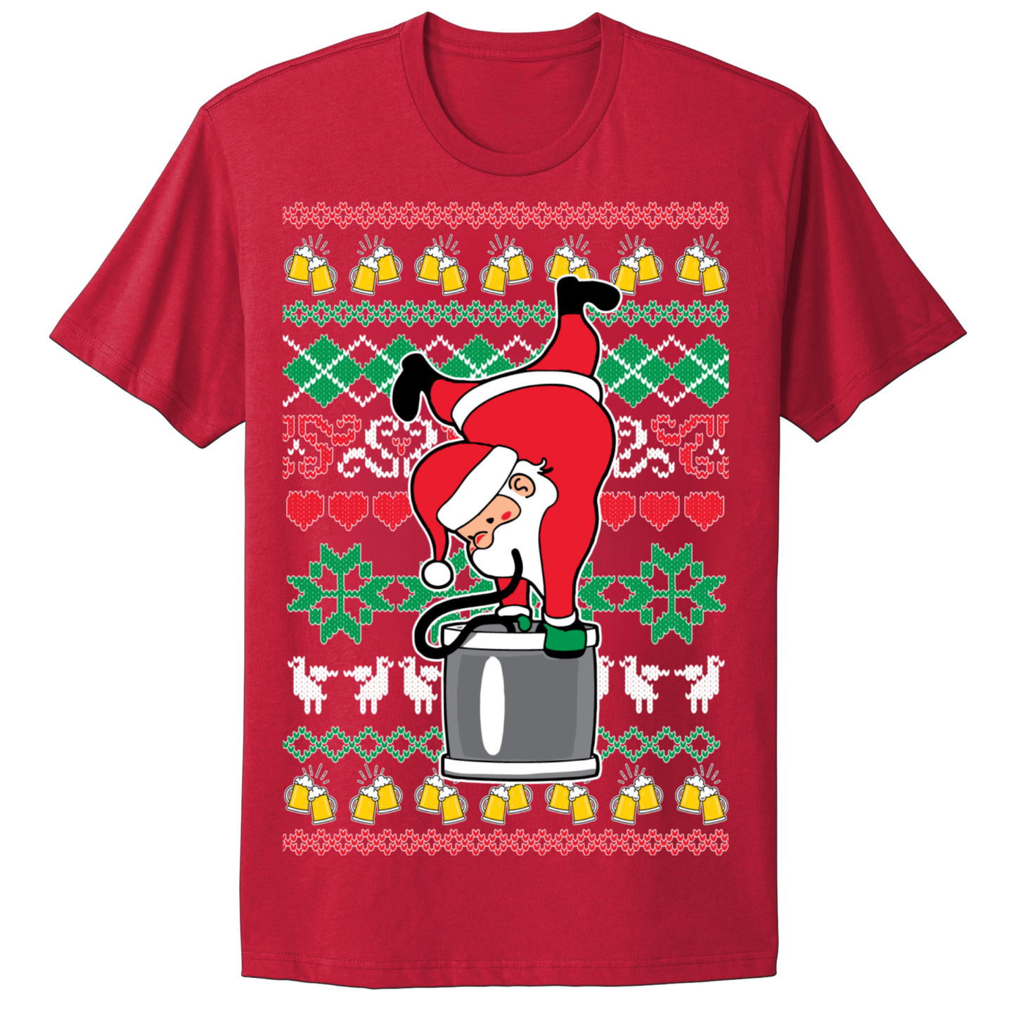 Ugly Christmas Tshirt Drunk Santa Keg Stand