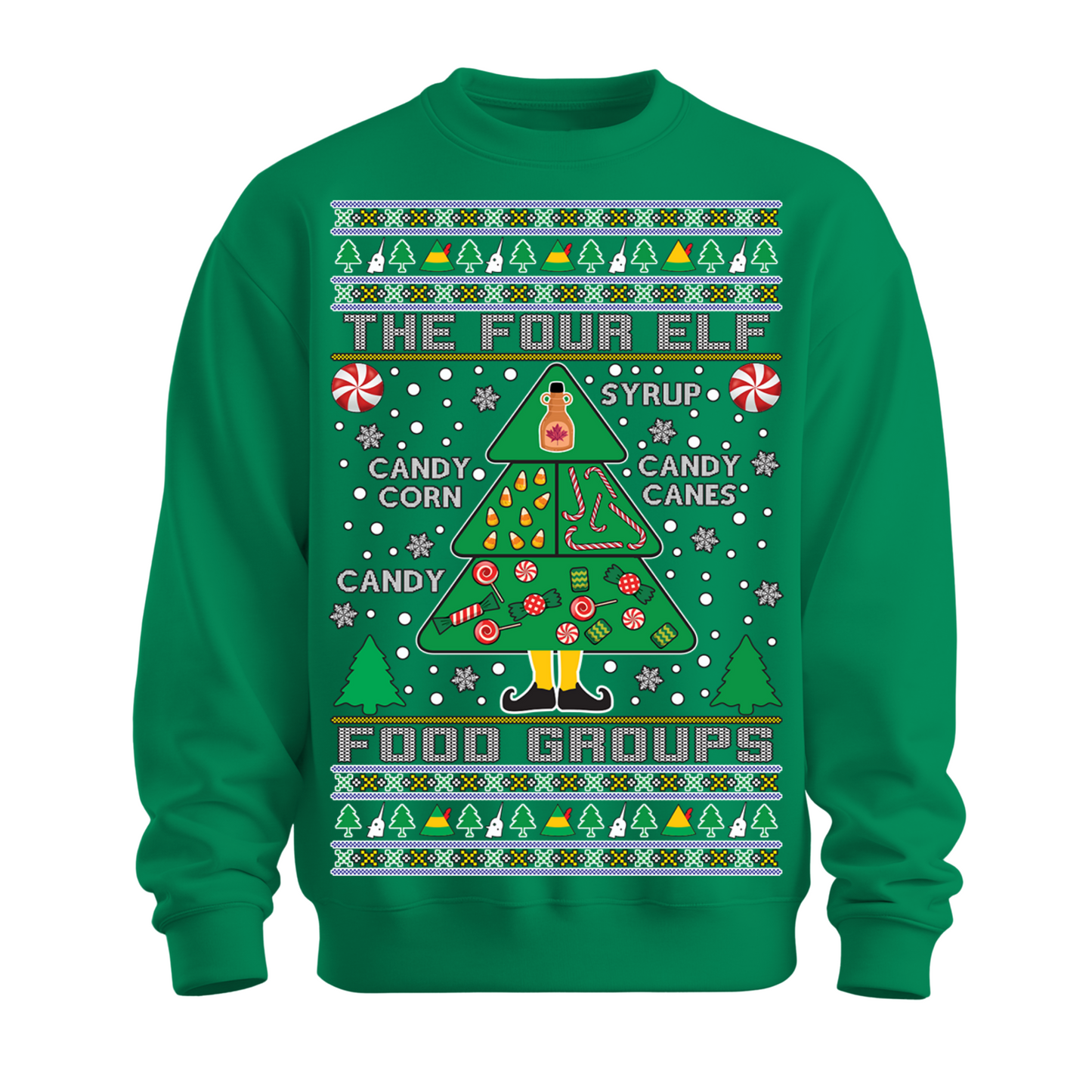 Ugly Christmas Sweater Four Elf Food Group
