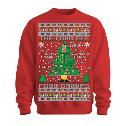 Ugly Christmas Sweater Four Elf Food Group