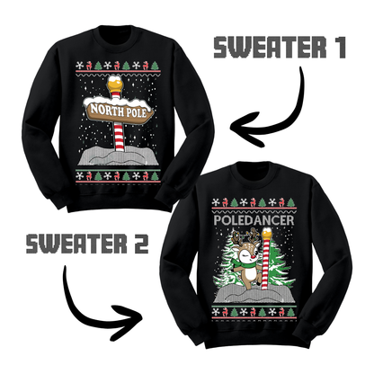 Couples Ugly Christmas Sweater North Pole Dancer Sweatshirts