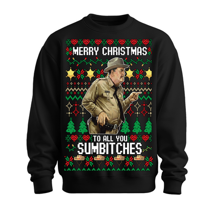 Ugly Christmas Sweater Merry Xmas Sum Bitches Buford Justice