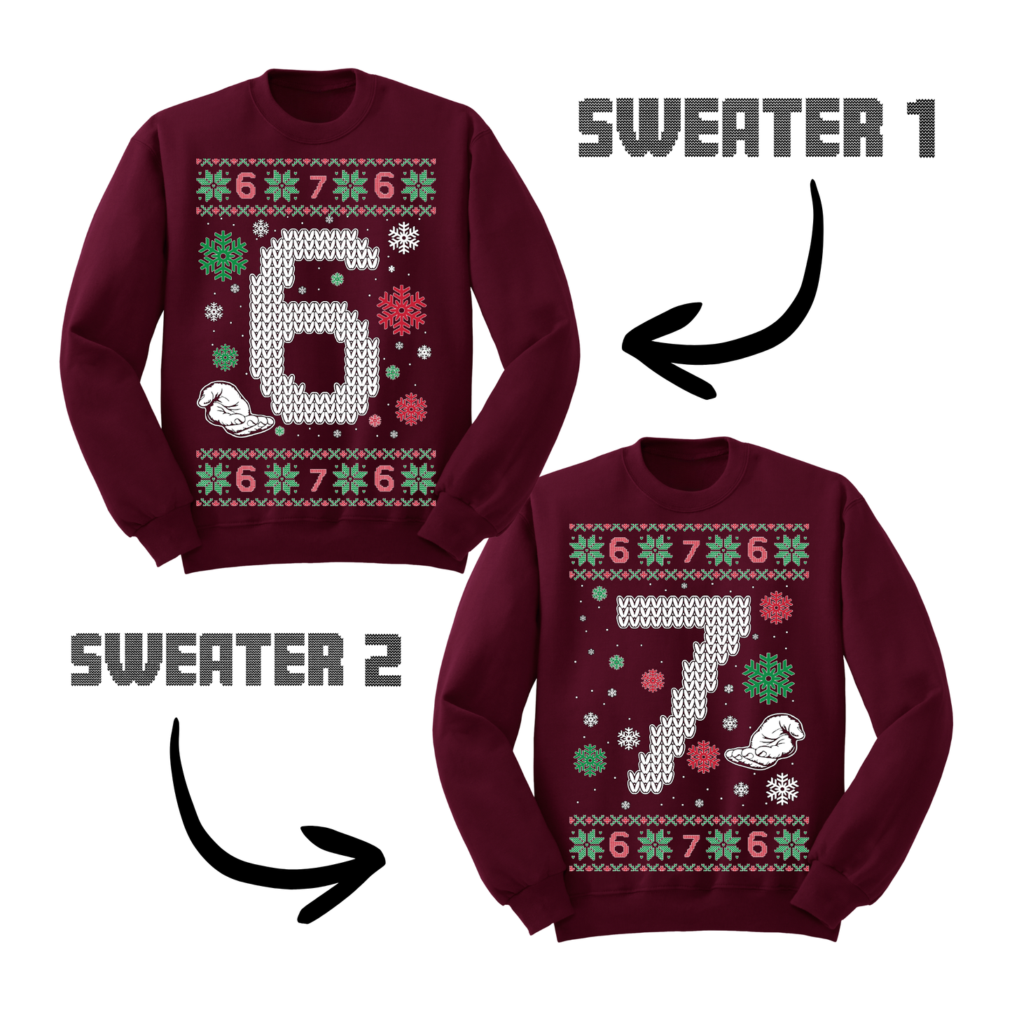 Couples Matching Ugly Christmas Sweater Six Seven Sweatshirts