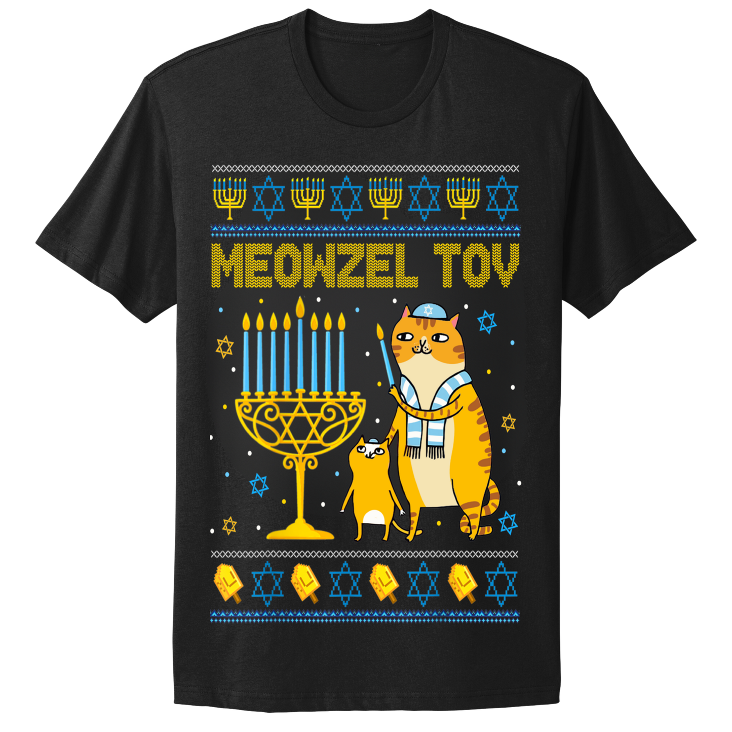 Ugly Hanukkah Tshirt Mazal Tov Cat Meowzel Tov