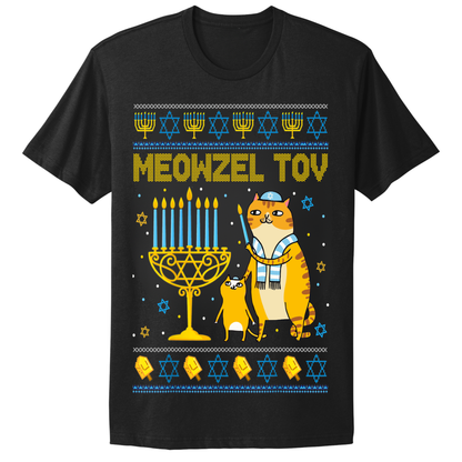 Ugly Hanukkah Tshirt Mazal Tov Cat Meowzel Tov