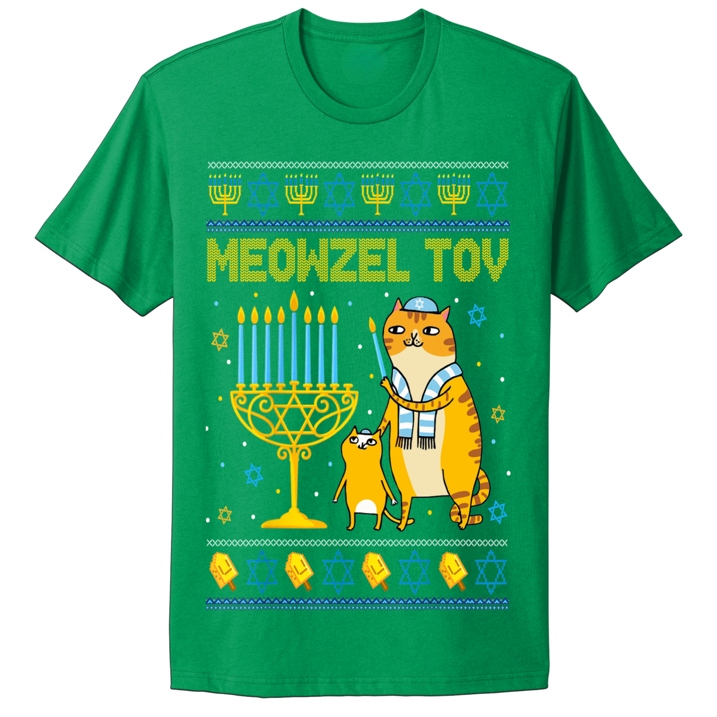 Ugly Hanukkah Tshirt Mazal Tov Cat Meowzel Tov
