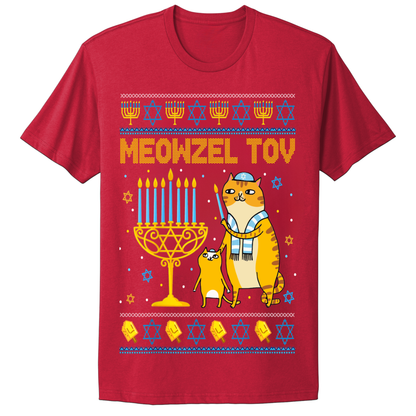 Ugly Hanukkah Tshirt Mazal Tov Cat Meowzel Tov