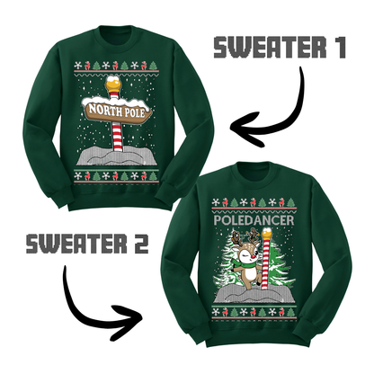 Couples Ugly Christmas Sweater North Pole Dancer Sweatshirts