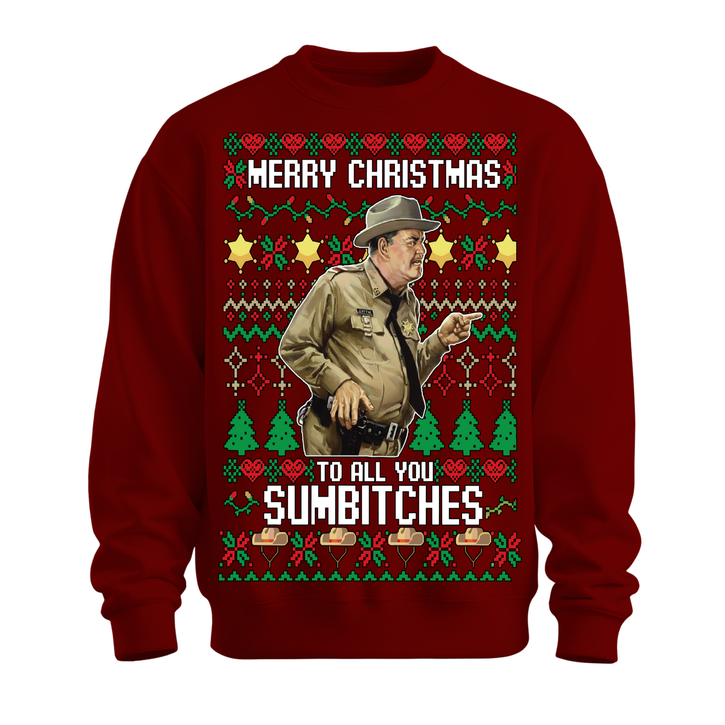 Ugly Christmas Sweater Merry Xmas Sum Bitches Buford Justice