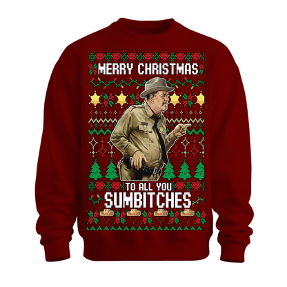 Ugly Christmas Sweater Merry Xmas Sum Bitches Buford Justice