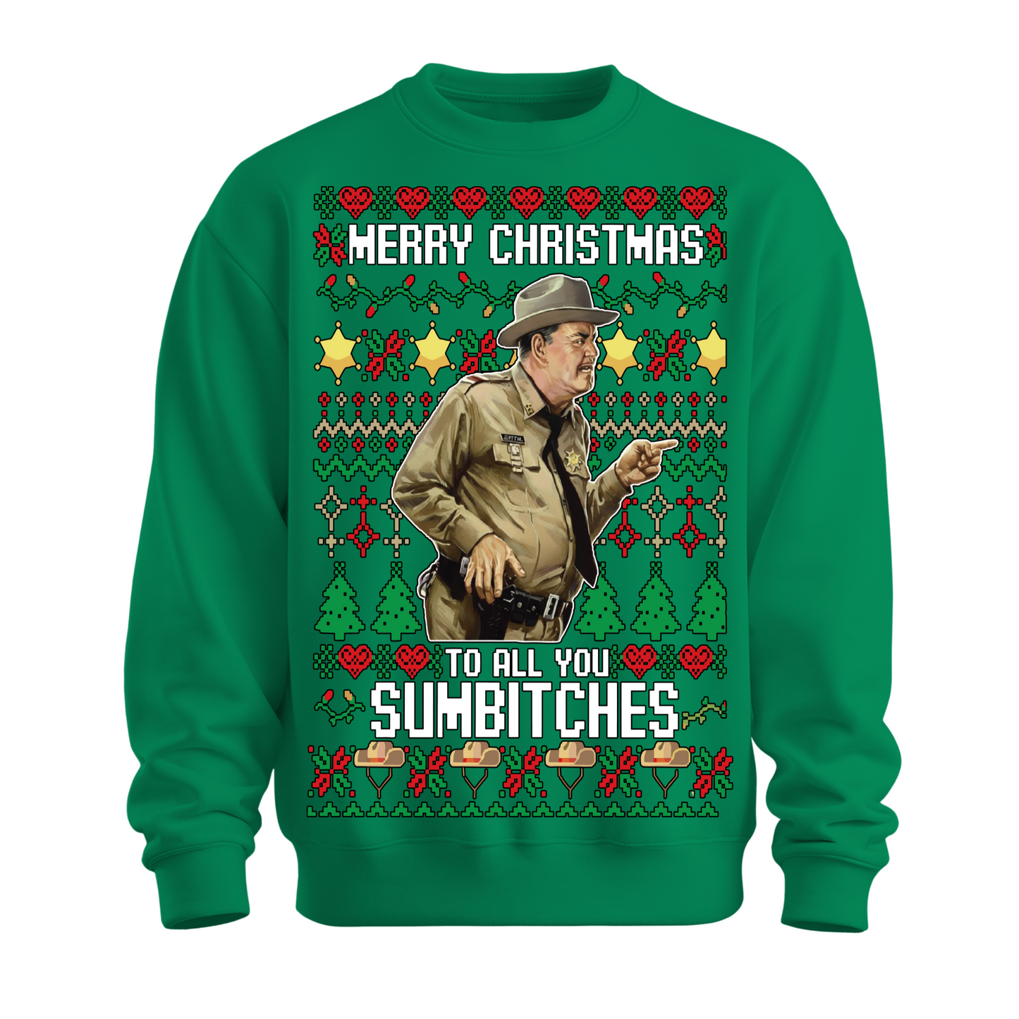 Ugly Christmas Sweater Merry Xmas Sum Bitches Buford Justice