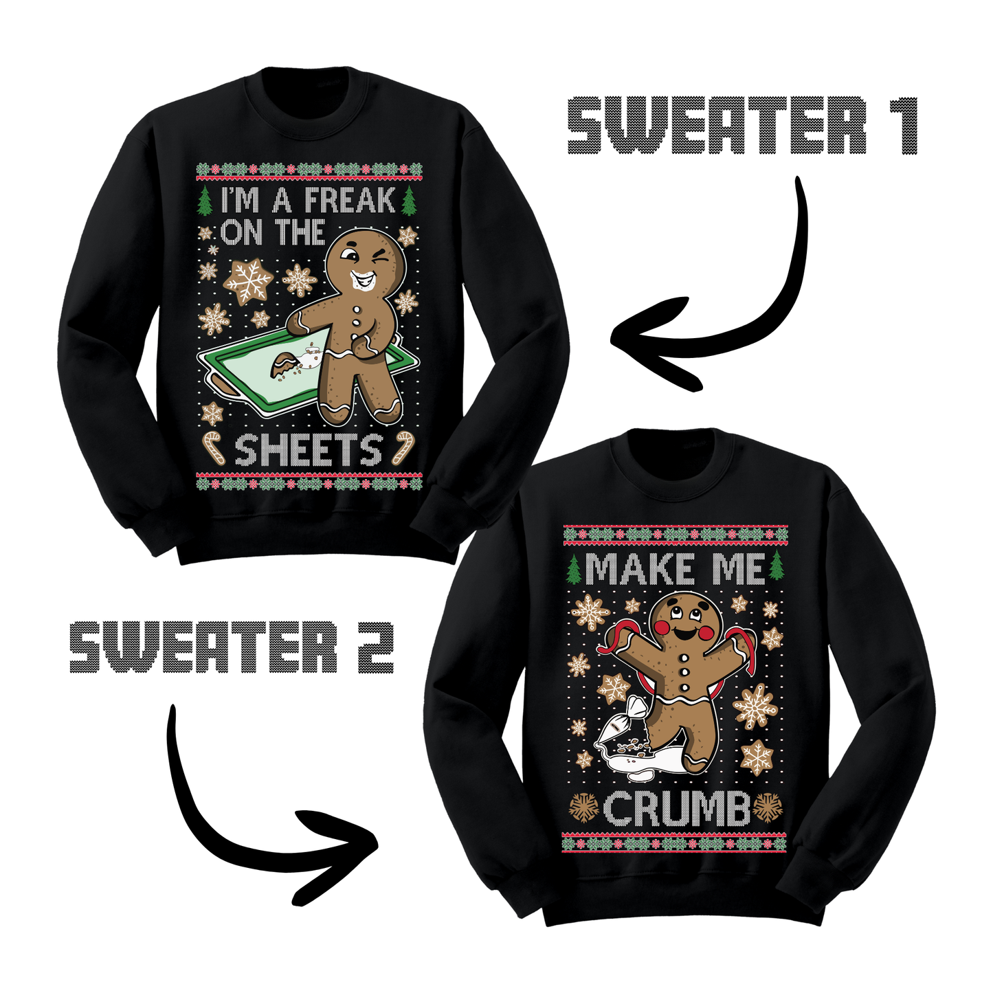 Couples Ugly Christmas Sweater Freak Sheets Make Crumb Sweatshirts