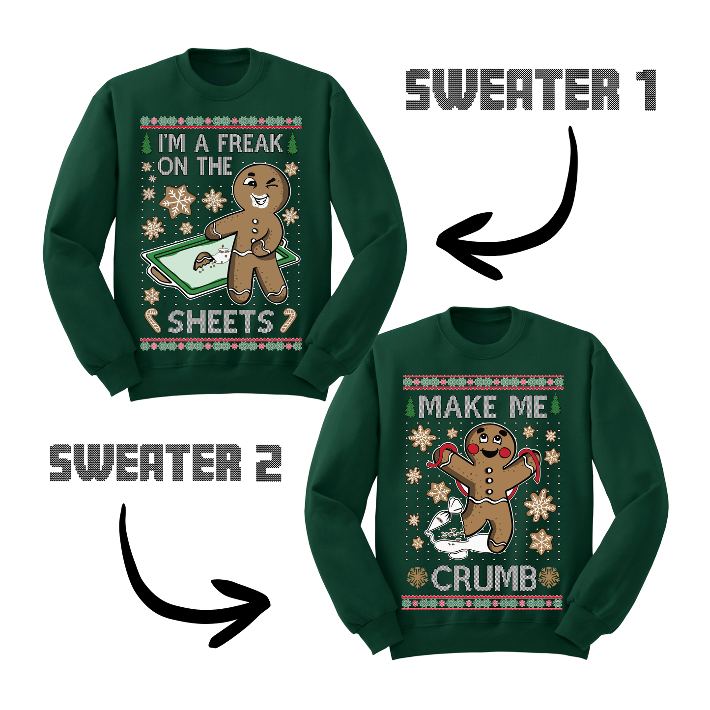 Couples Ugly Christmas Sweater Freak Sheets Make Crumb Sweatshirts