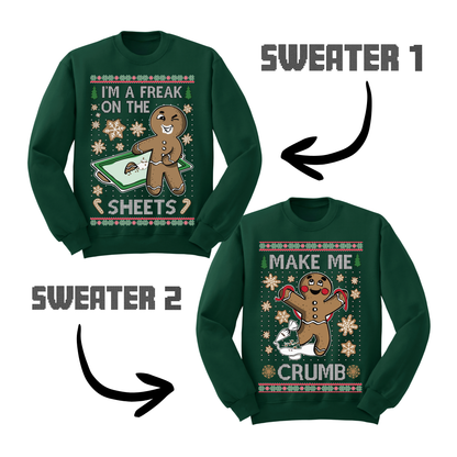 Couples Ugly Christmas Sweater Freak Sheets Make Crumb Sweatshirts